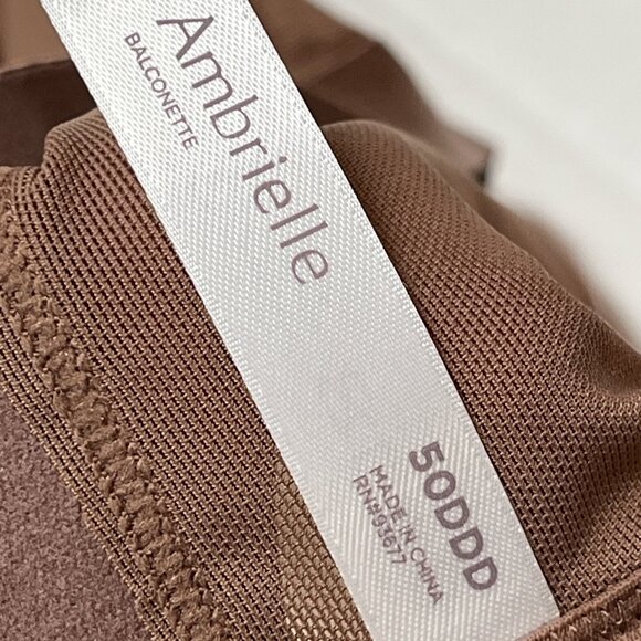 Ambrielle Bra Womens 50DDD Brown Nutmeg Lace Balconette Full Coverage Underwire - Picture 5 of 5